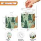 Mint Green Capybaras Pine Trees Daisies Dots Qtip Holder Waterproof Dustproof Apothecary Jars with Lids For Bathroom Cotton Swabs Makeup Sponges Floss Picks Bath Salts 2 Pack - Image 3