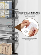 Delamu Over the Door Pantry Organizer, 6 Tier Pantry Door Organizer with Adjustable Basket, Door Spice Rack Seasoning Organizer, Metal Hanging Pantry Organizers and Storage for Kitchen,15.3" Black - Image 7