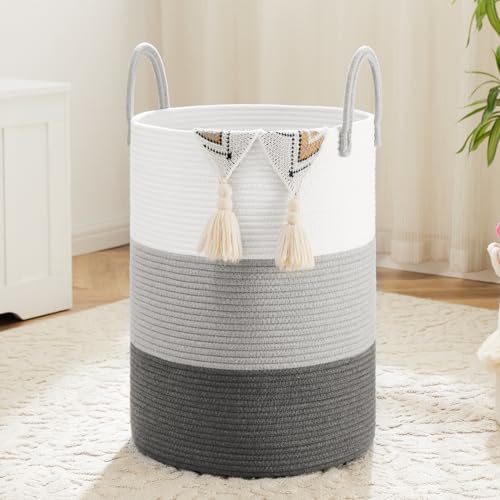 Artfeel Laundry Basket,Woven Cotton Rope Laundry Hamper,100L for Decorative Storage of Dirty Clothes,Toys and Blankets in Bathroom,Bedroom and Living Room by Artfeel