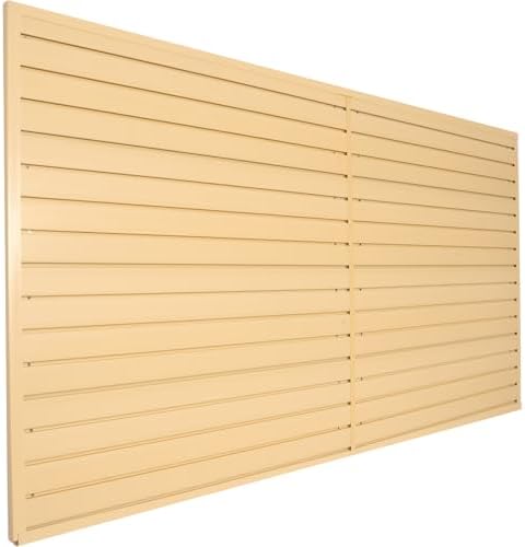 FRAYSCENT Slat Wall Paneling Garage Wall Organizer, Slatwall Panels Garage Tool Organizer Wall Mount Garage Slat Wall Storage Systems, Slat Board PVC Wall Panels Garage Storage (BEIGE, 8ftx4ft) by FRAYSCENT