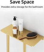 STWWO Bathroom Towel Storage Rack for Bathroom, 30 inch Towel Racks Wall Mounted with Shelf Can Holds 6 Large Towels, Wall Towel Rack for Rolled Towels, Gold - Image 2