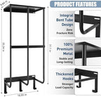 Camping Chair Storage for Garage, Metal Camping Chair Rack for Garage Storage, Beach Chair Rack, Umbrella Storage Holder, Wall Holder Rack with Floating Shelf & 3 Hooks for Garage Organizer - Image 2