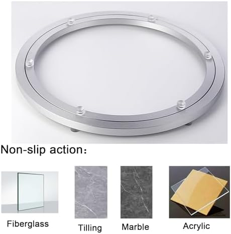 18 Inchs Non-Slip Lazy Susan Aluminum Bearing Metal Rotating Turntable Bearings Swivel Plate Hardware for Dining-Table and Workbench …, silver - Image 4