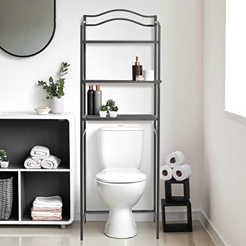 Household Essentials 3-Tier Metal Over the Toilet Bathroom Storage Shelf, Grey - Image 2