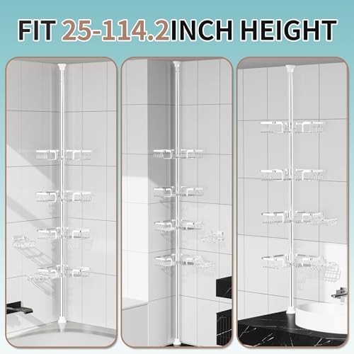 KEGII Shower Caddy Tension Pole, Rustproof Corner Organizer, Silver - Image 7