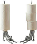 Comfify Yoga Cat Decorative Paper Towel Holder or Toilet Paper Holder - Adorable Downward Dog Pose Kitty- Cast Iron Paper Towel Stand - Antiqued Cast Iron White Color - 18.5" - Silver with Black by Comfify