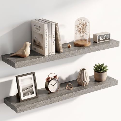 36 Inch Floating Shelves for Wall 2 Pack, Wood Wall Bathroom Shelves by RICHFOCUS