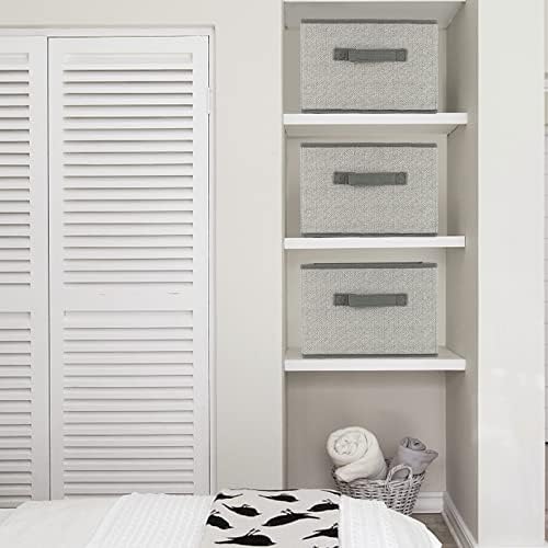 DAYARD Fabric Bins [3-Pack], Foldable Cube Baskets Storage Boxes for Shelves, Closet, Bookshelf, Nursery Organizer Containers, 11 x 11 x 8 inch Grey - Image 3