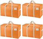 VENO 4 Pack Heavy Duty Moving Bags, Extra Large Storage Bags with Reinforced Handles & Strong Zippers, Foldable & Reusable Moving Box Alternative for Clothes & Dorm Storage by Veno