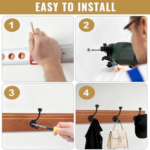 10 Pack wall Hooks for Hanging, Heavy Duty Coat Hook wall Mount, Easy to Install Metal Closet Hooks, Apply to Bathrooms, Bedrooms, Living Rooms, Entrances (Black) - Image 7