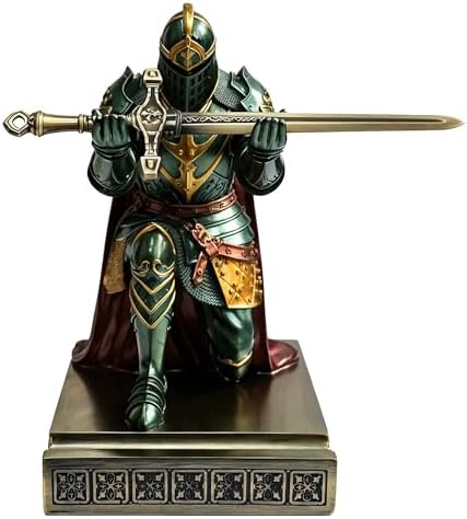 Knight Pen Holder Desk Organizer Office Decor Letter Opener for Desk Green - Image 6