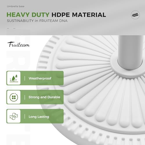 FRUITEAM 23-lbs Round Patio Umbrella Base Pre-Filled Umbrella Stand 15" Sun-Flower-Pattern Heavy Duty Market Umbrella Base Stand for Patio, Outdoor, Swimming Pool, White - Image 5
