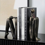 Book Ends for Shelves, Artistic Resin Sculpture Book Stoppers, Minimalist Home Office Decorative Gift for Book Lovers & Designers, Perfect for Bookshelf & Desk Organization, Set of 2 - Image 4