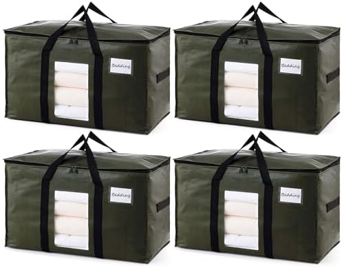 TAILI 4 Pack Green Extra Large Moving Bags,Storage Bag with Visible Window by TAILI