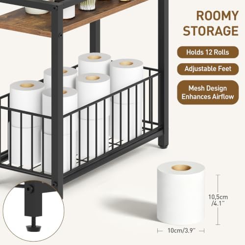 RALGEND Freestanding Toilet Paper Holder with Storage Shelf for Bathroom - Image 6