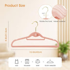 Heavy Duty Velvet Clothing Hangers, 20 Pack Light Pink - Slim Stackable Non-Slip Felt Suit Hangers with 360° Swivel Gold Hook for Dorm & Space Saving, Adult Clothes Hangers - Image 2