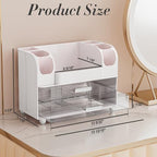 Delamu Large Makeup Organizer Countertop with 6 Brush Holders, White - Image 3
