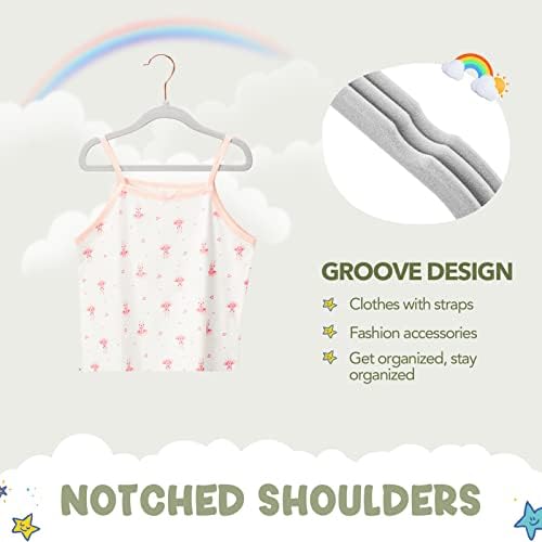 HOUSE DAY Velvet Baby Hangers for Closet, Kids Hangers Velvet 60 Pack, Non Slip Toddler Hanger 11.8 Inch, Durable Childrens Hanger for Newborn Baby Clothes- Gray - Image 6