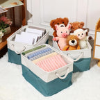 meekoo 8 Pack Fabric Storage Bins Baskets, 15 x 11 x 9.5 in, Cyan White - Image 4
