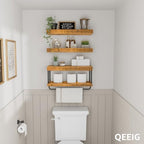 QEEIG Bathroom Floating Shelves Over Toilet (Brown, Set of 3, 15.7") - Image 6