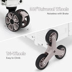 Foldable Utility Cart Portable Crate Rolling Dolly with Telescopic Handle,Can be Pulled diagonally, Magnetic Retractable Lid, 360°Swivel Climbing Wheels for Shopping Carrying Groceries Move White - Image 4