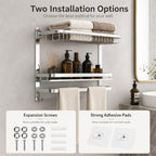 CAXIMSY Towel Rack for Bathroom with 3 Tier Shelf Double Bar Hook (Silvery) - Image 7