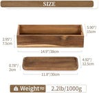 Hanobe 2pcs Acacia Wood Bathroom Toilet Storage Basket Tank Topper Set - Image 5