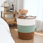 Sea Team Large Woven Cotton Rope Laundry Basket with Handles, 20 x 14 in - Image 3