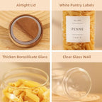 3 Pack Glass Canisters with Airtight Acacia Lids and 132 Kitchen Pantey Labels Preprint - 45 Fl Oz Borosilicate Glass Pantry Storage Jars Containers with Wooden Lids for Tea,Sugar,Cookie,Coffee,Nuts - Image 6