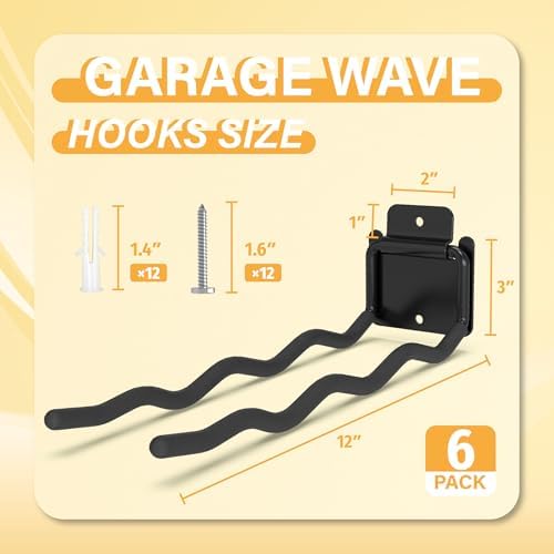 6 Pack 12" Wave Garage Hooks - Image 2