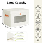 Yecaye 3 Pack Closet Storage Bins with Lid, Clothing Storage Bins, Beige - Image 2