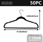 MIZGI Black Velvet Hangers 50 Pack Non Slip Heavy Duty Black Hooks - Image 6
