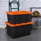 Sterilite 18 Pack 27 Gal Industrial Storage Tote with Snap Fit Lids, Orange - Image 4