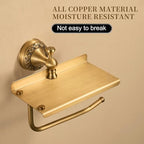 Wall Mounted Bathroom Toilet Paper Holder with Storage,Roll Tissue Holder Antique Brass Pattern Carving,Brushed Bronze - Image 3