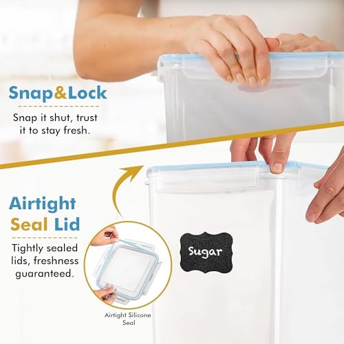 Shazo 2 PC (9.5L | 321 Oz) Extra Large Bulk Food Storage Containers with Airtight Lids for Flour, Sugar, Rice, Cereal & Pasta - Leakproof, BPA-Free Plastic Canisters for Kitchen & Pantry Organization - Image 7