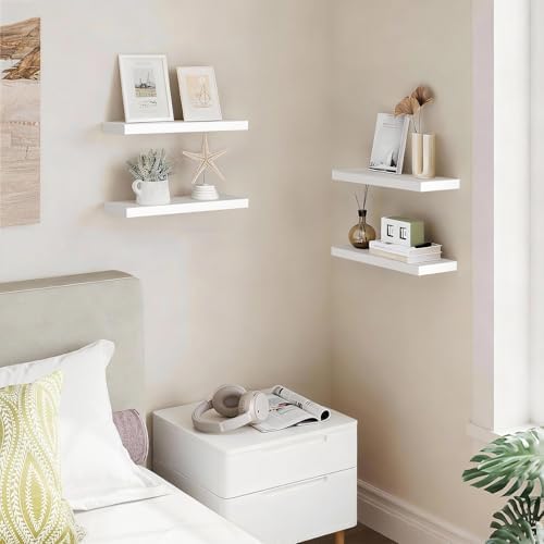 BAYKA White Floating Shelves 15.7in, Set of 4, Wall Mount Rustic Wood Shelf - Image 2