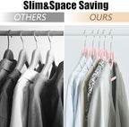 Coloch 50 Pack Pink Velvet Hangers, Non-Slip Clothes Hangers with 360 Degree Rotating Hook Thin Felt Adult Hanger for Coat, Dress, Shirt, Jacket - Image 6