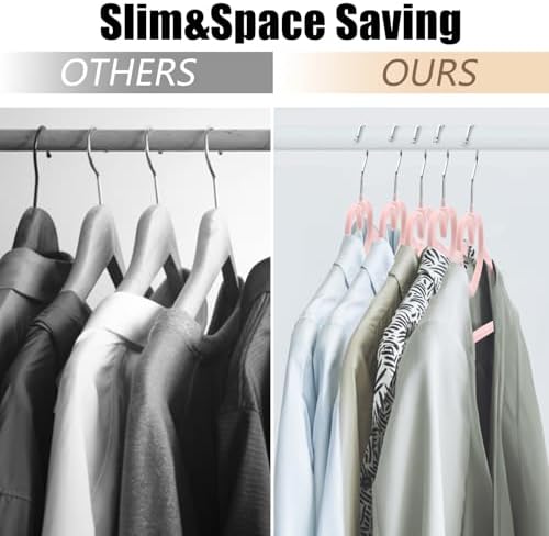 Coloch 50 Pack Pink Velvet Hangers, Non-Slip Clothes Hangers with 360 Degree Rotating Hook Thin Felt Adult Hanger for Coat, Dress, Shirt, Jacket - Image 6