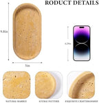 Koville Natural Travertine Tray for Bathroom Vanity, Noble Golden Yellow Bathroom Marble Trays for Countertop Organizer, Decorative Home Décor Catchall Tray for Perfume, Candles, Jewelry Dish Trays - Image 2