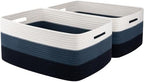 OIASKET Large Storage Basket for Organizing, Woven Rope Basket for Shelves, Closet Organizer Bins for Clothes, Blanket, Toys, Baby Nursery Storage, 17.7" x 13" x 7.87", 2 Packs Gradient Blue by OIASKET