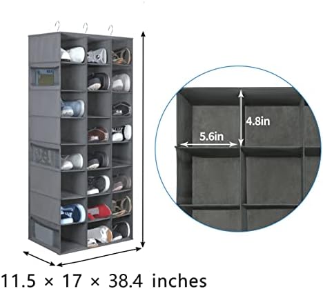 Libeder 24 Section Hanging Shoe Organizer & Storage for Closet, Grey - Image 2