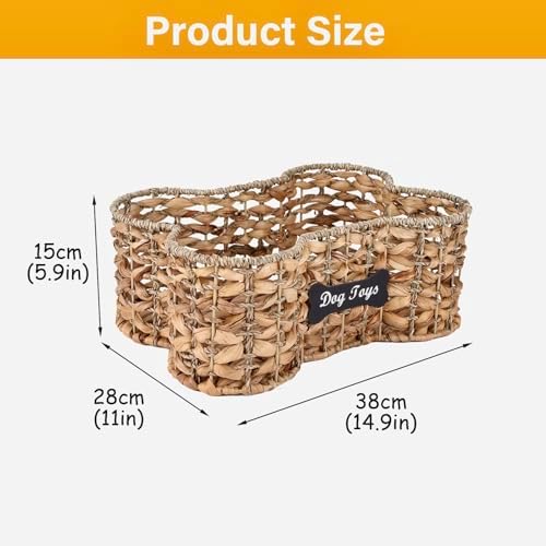 Geyecete dog bone basket dog toy box Pet Storage Collection, Bone Shape Handwoven Natural Seagrass & Rush Grass Organizer Bin Pet Organizer Storage - Image 5