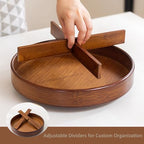 Bamboo Lazy Susan, 12'' Turntable Organizer with Removable Dividers - Image 3