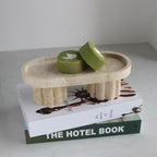 Natural Travertine Marble Oval Tray with 2 Legs, 10" Vanity Decorative Tray for Countertop Organizer, Catchall Tray for Perfume, Candles, Jewelry Dish - Image 5