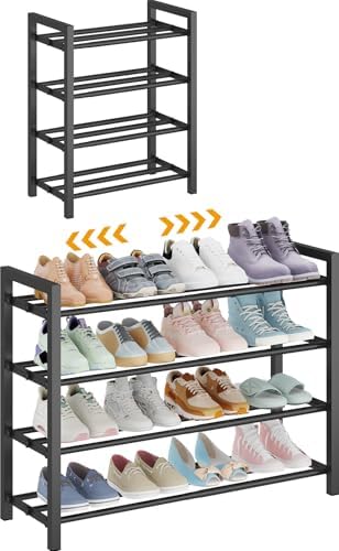 4-Tier Expandable Metal Shoe Rack for Closet & Entryway, Shoe Organizer by Detsuk