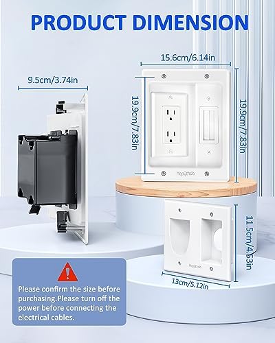 in Wall Cable Management Kit for TV, Recessed Outlet with TV Cable Hider Wall Kit, Cord Hider for Wall Mounted TV, Cable Management Box for Home & Office Theater System, White - Image 6