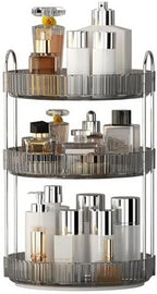 YCIA&DONE 360 Rotating Makeup Organizer and Storage for Vanity Countertop 3 Tiers, High Capacity Cosmetic Skincare Perfume Organizers for Dresser Bathroom Lazy Susan (Smoky Gray) by YCIADONE