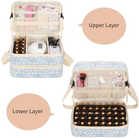 Nail Polish Organizer Bag Holds 50+ Bottles (15ml/0.5 fl.oz) &UV Nail Lamp - Image 3