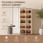 Purse Organizer for Closet, Handbag Storage, Brown 5-Tier 10-Cubby - Image 4