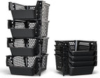 Skywin Stackable Storage Bins Open Front for Pantry Storage, 4 Pack - Black by Skywin